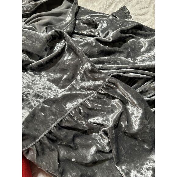 Wishlist Silver Shimmer Crushed Stretch Velvet Top Long Tunic Length Size S/M - Picture 9 of 9